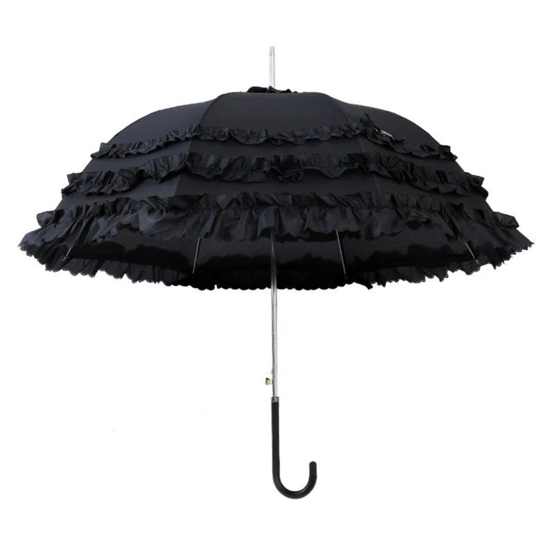 Leichter Sommer & Regen Spitzen Schirm – Sommer Lolita Spitzen-Parasol – Femininer Damen Sonnenschirm, Niedlicher Haushalts-Schirm für Sonne & Stil
