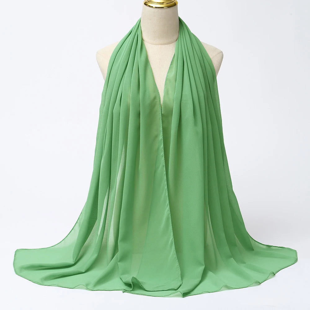 Muslimischer Chiffon Hijab Schal – Damen Langer Einfarbiger Kopf Schal | Eleganter Jersey Schleier & Modisches Umschlagtuch