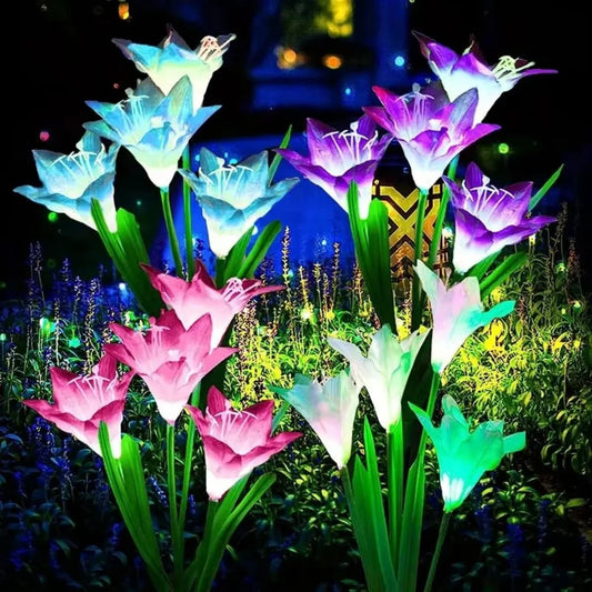 Solar Außen LED Blumenlichter – Lilienblumen Lampe mit 7 Farbwechsel-LEDs, Wasserdichte Garten- und Hofdekoration Kaufschwan®