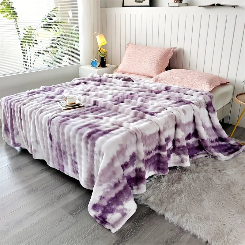 Luxuriöse Kunstkaninchenfell Decke – Weicher, dicker und warmer Überwurf für alle Jahreszeiten, vielseitig für Sofa, Schal, Reisen & Geschenk Kaufschwan® Taro Lila 200x230cm