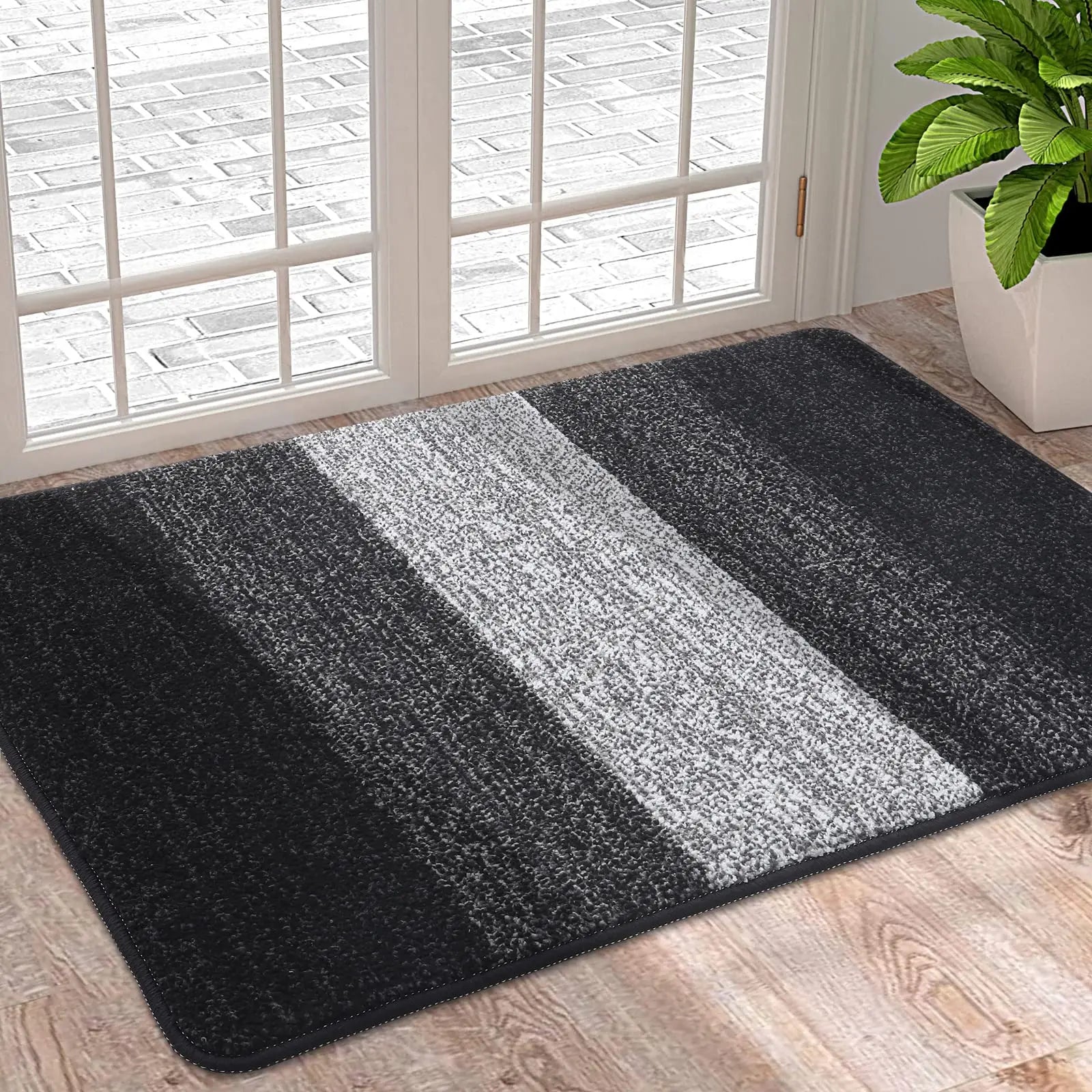 Waschbare Türmatten für Innen – Weiche, Saugfähige Schmutzfänger für Haustür & Hintertür Kaufschwan® Schwarz 82x102cm