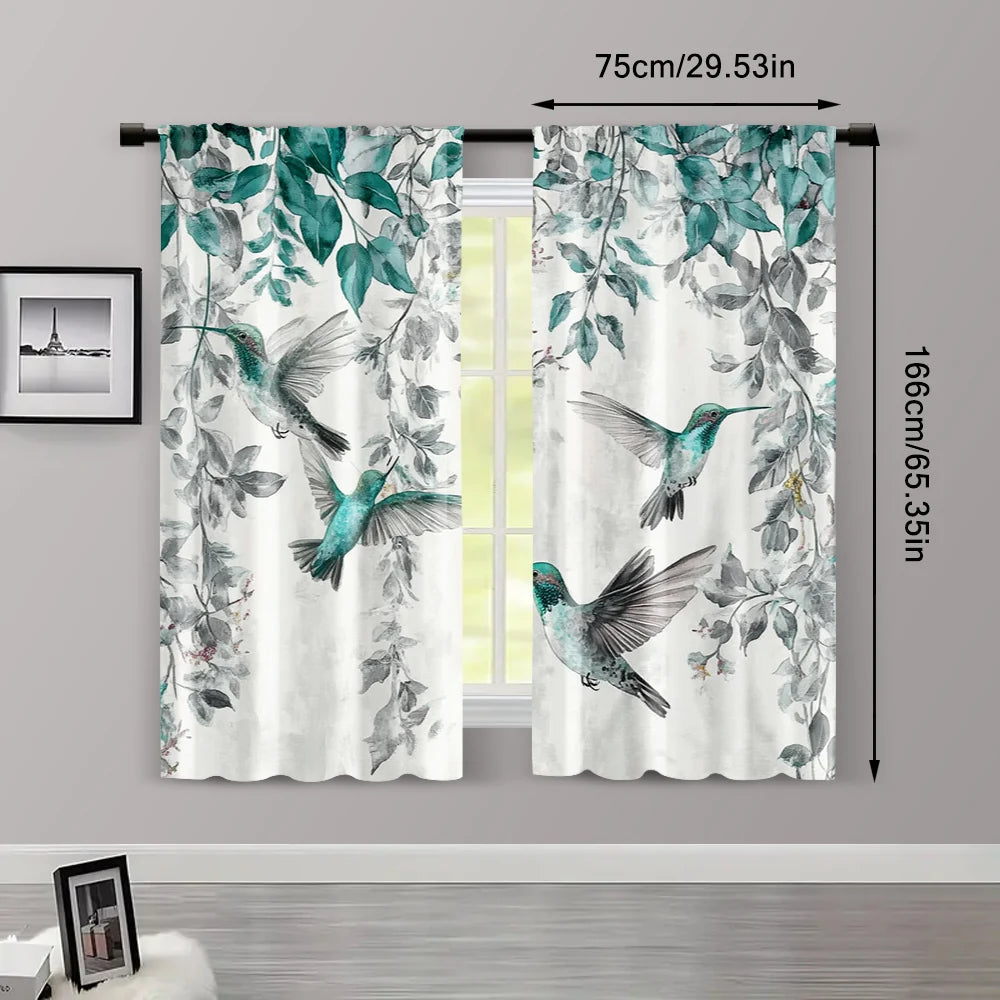Minimalistischer Vorhang mit Buntem Kolibri Druck Polyester für Wohnzimmer Schlafzimmer Fenster 2 Stück/Set Kaufschwan®