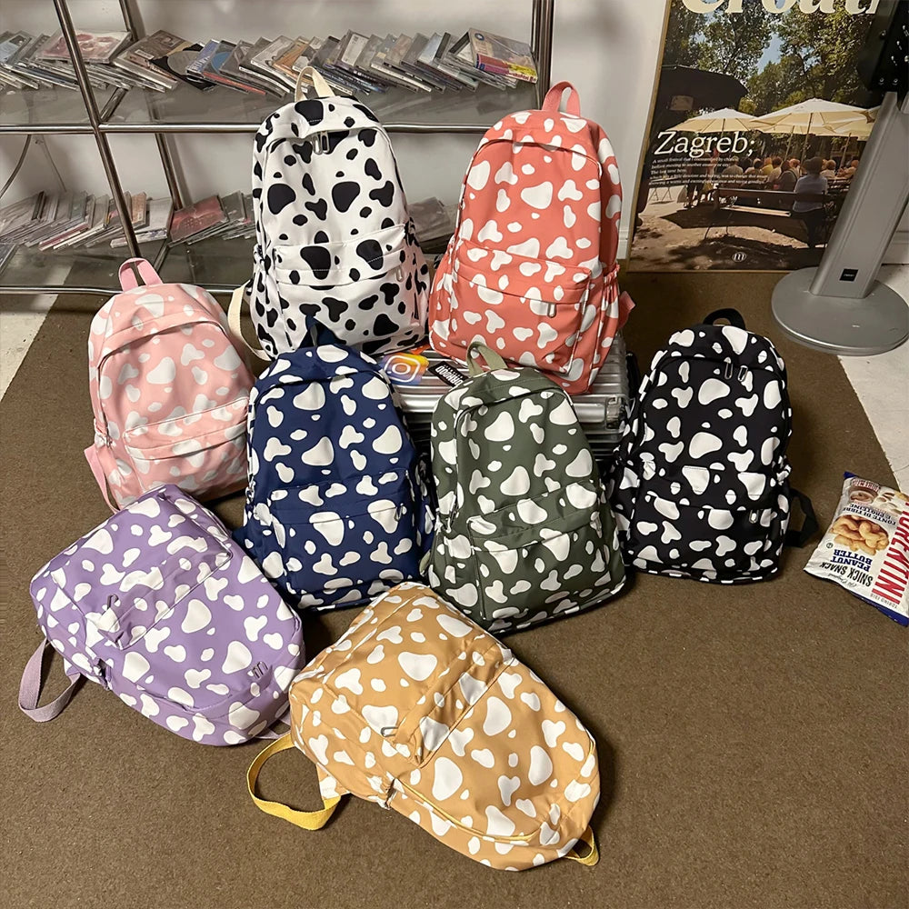 Rucksack mit Kuhmuster für Damen | Leichter & Vielseitiger Studenten-Rucksack | Gymnasium & Alltag Kaufschwan®