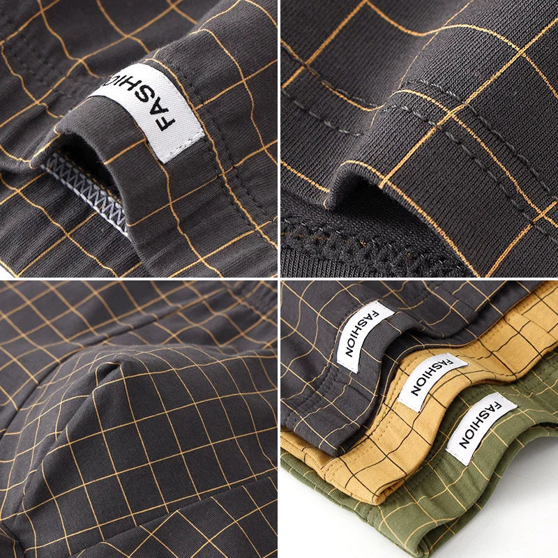 3er-Pack Herren Boxershorts aus Baumwolle | Atmungsaktive Kariert Boxershorts | Bequeme Unterwäsche | Größen M–3XL Kaufschwan®