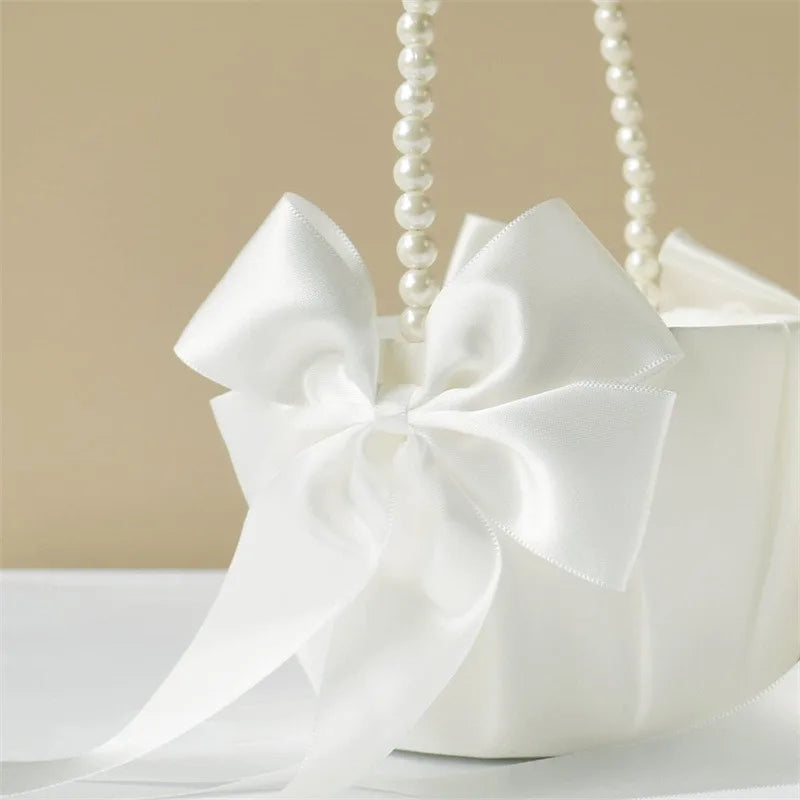 Satin Perlen Blumenkorb – Eleganter Hochzeitskorb für Blumenmädchen und Ringe Kaufschwan®