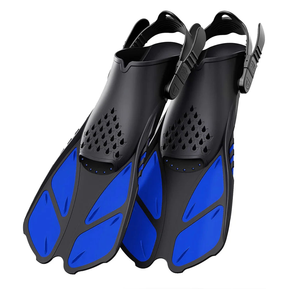 Schnorchelflossen mit verstellbaren Schnallen | Kurze Silikon Schwimmflossen | Offene Ferse Tauchschuhe für Erwachsene Herren & Damen Kaufschwan®