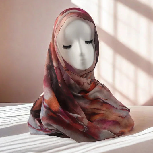 Wasserfarben Blumen Modal Hijab – Leichter Atmungsaktiver Baumwolle Viskose Schal | Damen Muslimisches Kopftuch & Eleganter Schal Kaufschwan®