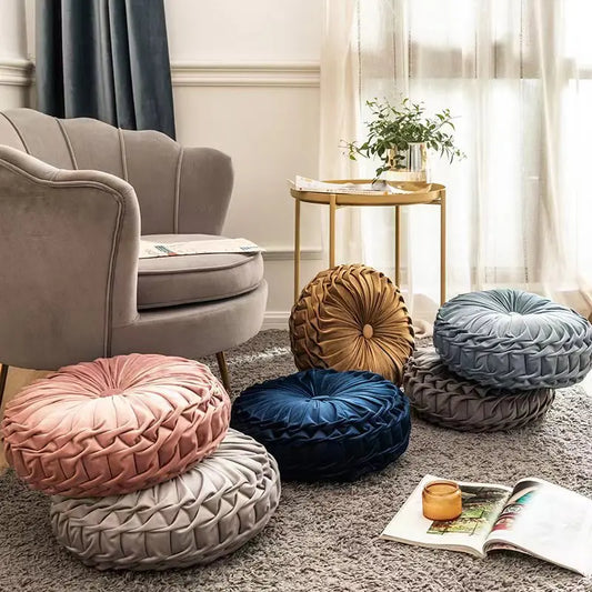 Kürbis Rundes Kissen | Gefaltetes Rad-Kissen | Rücken- & Taillenstütze | Futon Sitzkissen | Gemütliche Stuhl-Dekoration Kaufschwan®