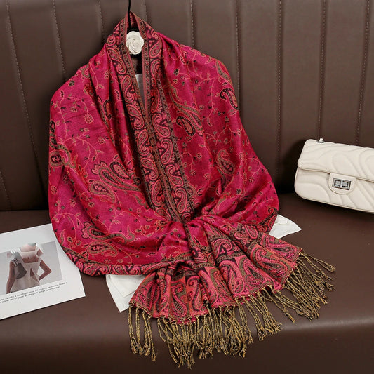 Pashmina Hijab Schal – Damen Langer Kaschmir Schal | Luxus Weicher Foulard, Turban & Muslimisches Kopftuch Kaufschwan® Rot1