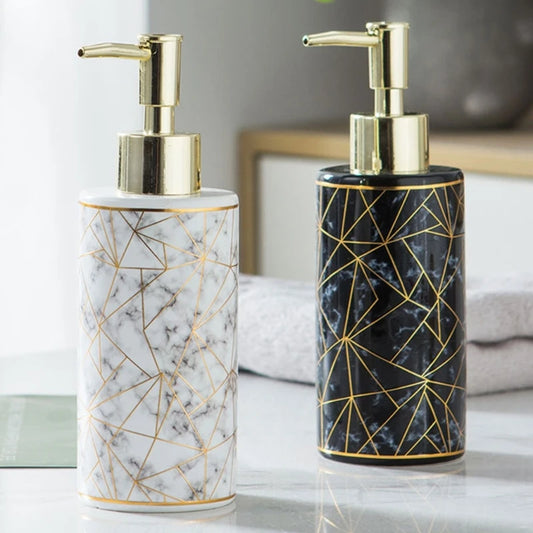 Marmor Keramik Seifenspender – 185mm Höhe, 300ml Wiederverwendbare & Nachfüllbare Lotion- & Duschgel-Flasche Kaufschwan®