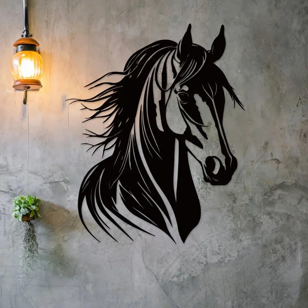 Charmantes Pferdekopf Metall Wandbild – Landhaus Innen & Außen Dekoration Kaufschwan®