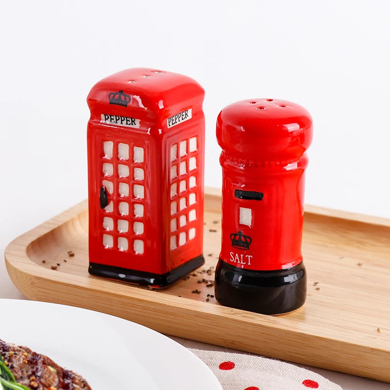 2er Set Keramik Gewürzstreuer – Telefonzelle & Briefkasten Design Salz- & Pfefferstreuer | Originelle Küchen Dekoration Kaufschwan®