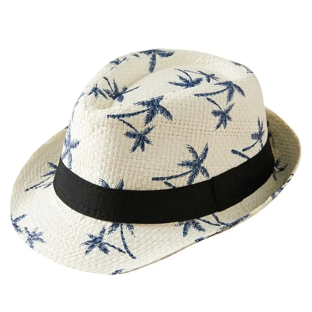 Strohhut für Damen & Herren – Atmungsaktiver Cowboy Sonnenhut mit breiter Krempe, Sommer Beach Jazz Cap Kaufschwan® Weiß 4