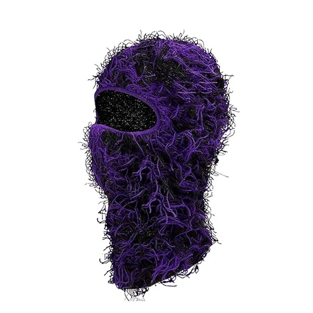 Motorrad Hip-Hop Balaclava – Gestrickte Vollgesichts-Skimütze im Used-Look | Damen Outdoor Camouflage Fuzzy Beanie Wintermütze