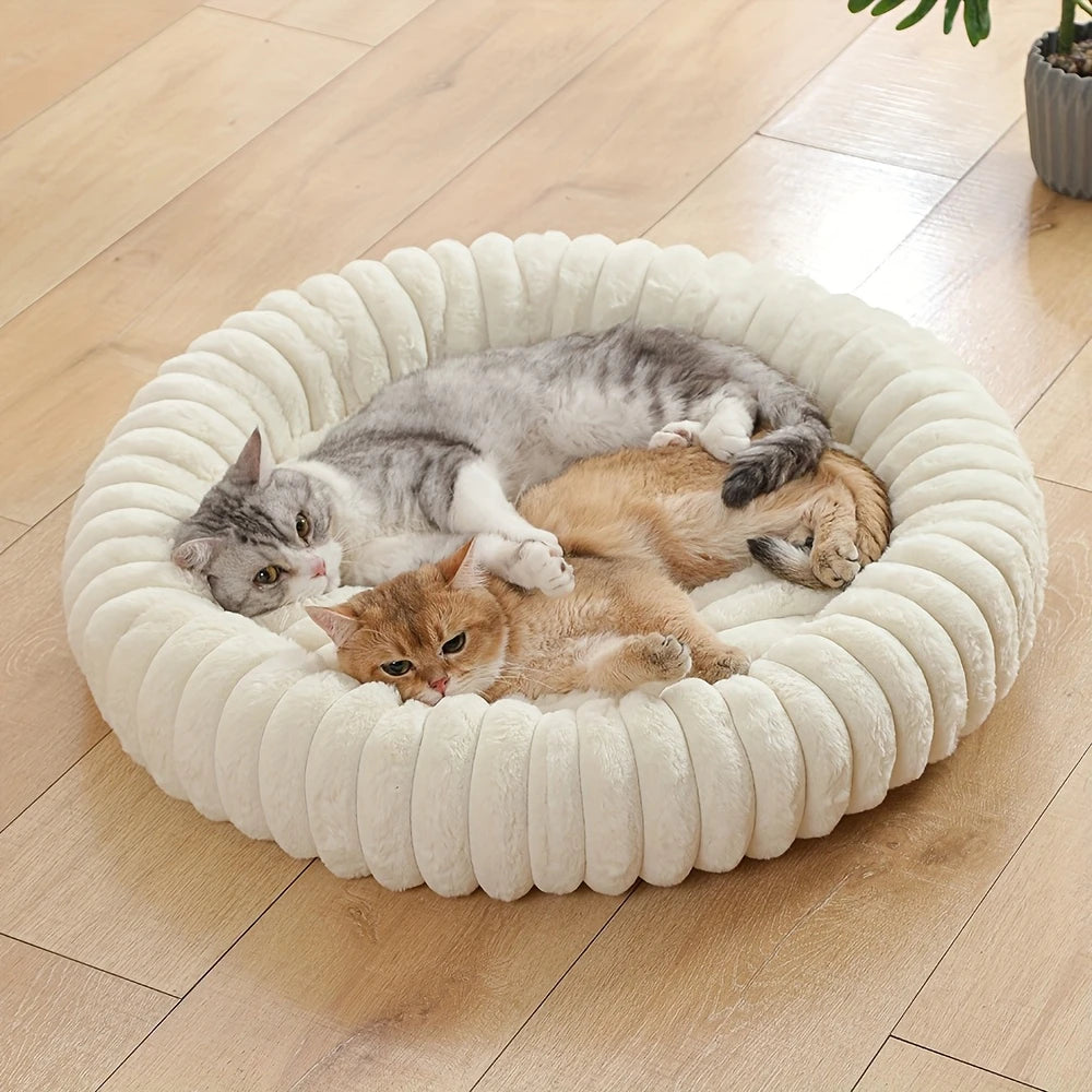 Warmes Rundes Donut-Katzenbett für Katze – Extraweiches Plüschbett & Kuscheliges Schlafnest Kaufschwan®