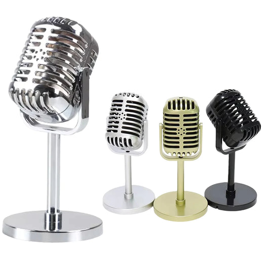 Vintage Mikrofon Requisite – Retro Deko Mikrofon mit Verstellbarem Winkel für Party, Bühne und Home-Bar Dekoration