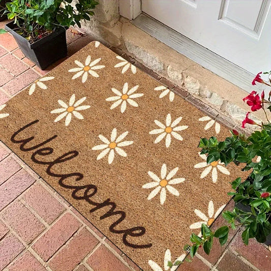 Willkommensmatte – Goldene Diamant Plüsch mit Blumenmuster, Maschinenwaschbar für Haustür & Veranda Kaufschwan® 60X90cm