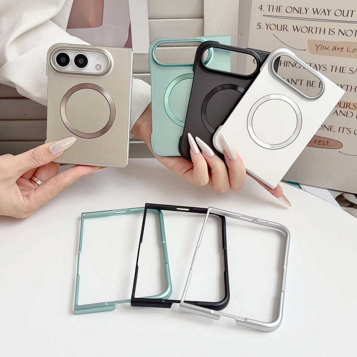 Ultradünne Metallisch Lackierte Magnetische Schutzhülle für iPhone Duo – MagSafe-Kompatible Stoßschützende Hart-PC-Hülle mit Angenehmer Oberfläche Kaufschwan®