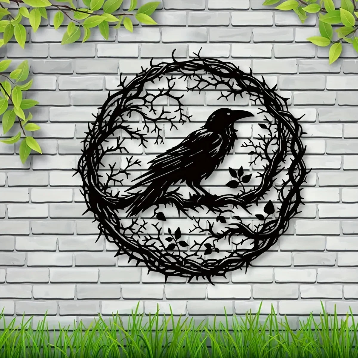 Gothisches Metall Raben Wandbild – Vögel auf Ast Eisen Wanddekoration Kaufschwan®