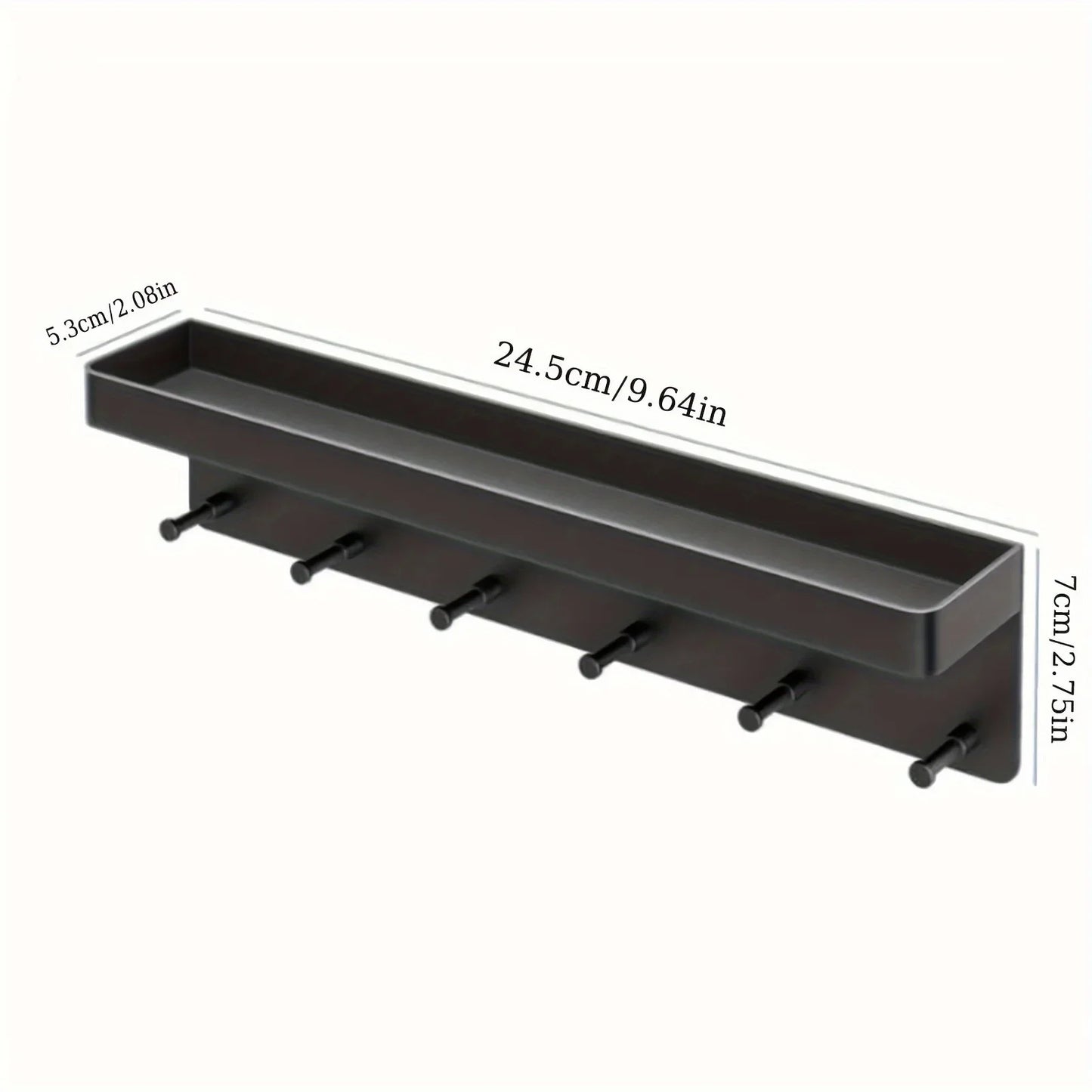 Wand Schlüsselhalter & Postablage – Wandregal mit 6 Haken | Multifunktionaler Organizer für Küche, Bad & Eingangsbereich