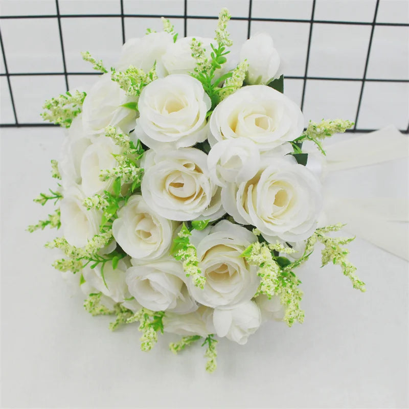 Brautstrauß Weiße Rosen – Handgefertigter Seidenblumen Hochzeitsstrauß Kaufschwan®