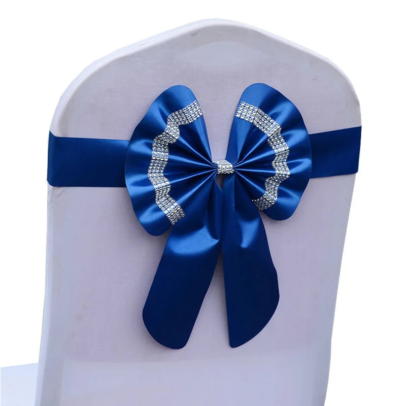 Satin Stuhlschleifen mit Strass-Schnalle – Elegante Schleifen für Hochzeit & Events Kaufschwan® Königsblau 10 Stück