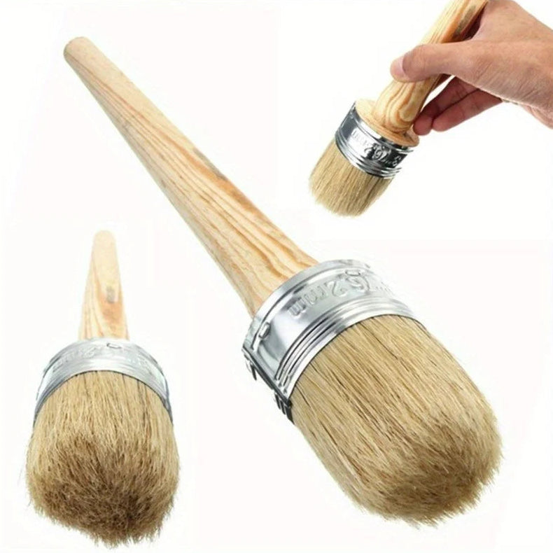 Rundborsten Pinsel mit Holzgriff – Künstlerpinsel für Kreide, Öl und Wachs Kaufschwan®