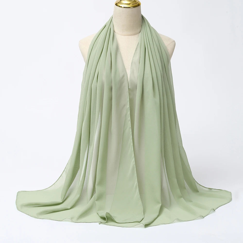 Muslimischer Chiffon Hijab Schal – Damen Langer Einfarbiger Kopf Schal | Eleganter Jersey Schleier & Modisches Umschlagtuch