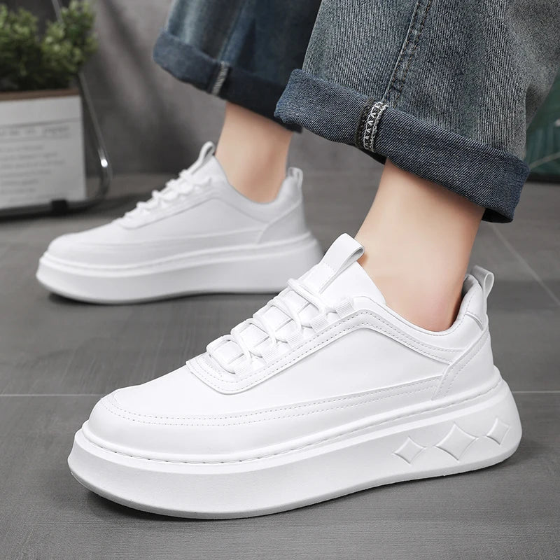 Modische Weiße Herren Sneaker – Plattform Sportschuhe für Outdoor Running | Atmungsaktive Leichte Laufschuhe mit Höheneffekt Kaufschwan®