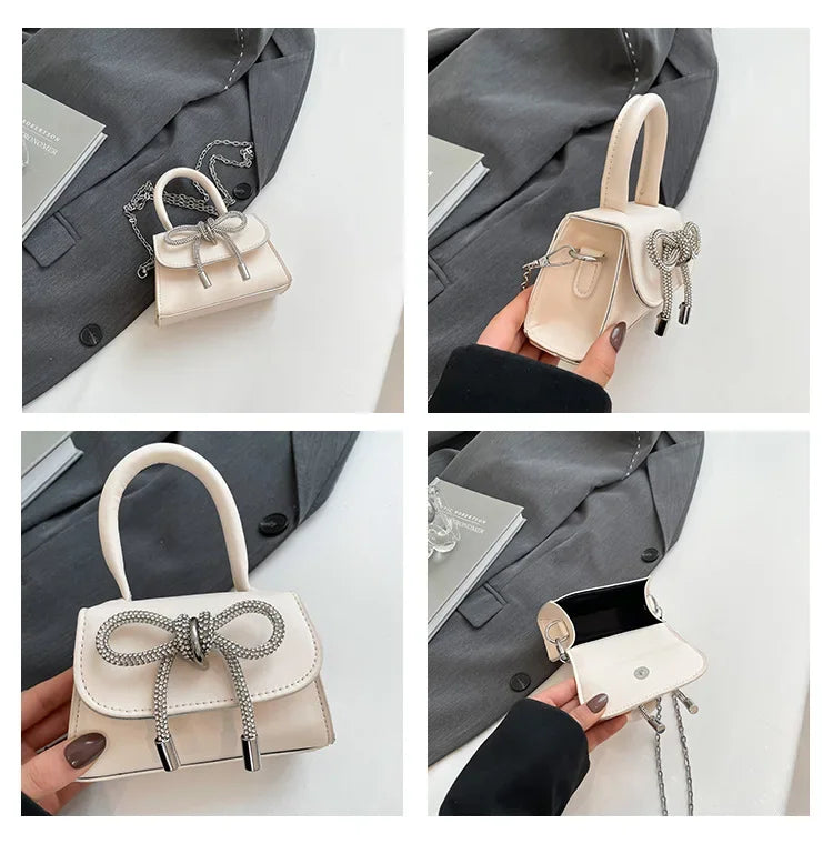 Bunte Schultertasche mit Schmetterlingsknoten – PU Leder Crossbody Ketten-Satchel & Handtasche für Damen Kaufschwan®