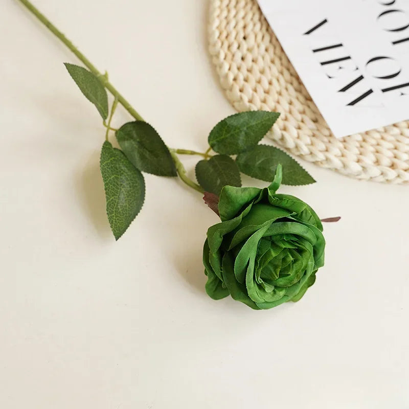 8CM Künstliche Rosen – Plastik Juana Blumenstrauß für Valentinstag, Hochzeit, Wohnzimmer & Esstisch Dekoration Kaufschwan® Dunkelgrün