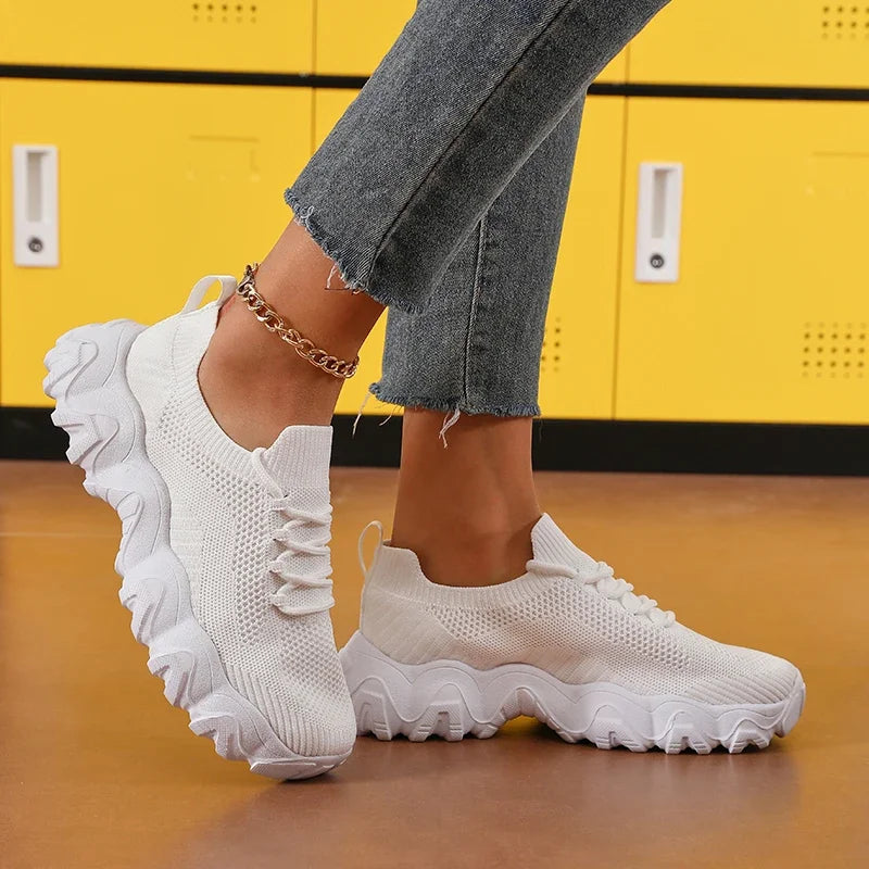 Damen Mesh-Sneaker mit Schnürung – Leichte Atmungsaktive Schuhe | Modische Bequeme Trainings- & Walkingschuhe Kaufschwan®