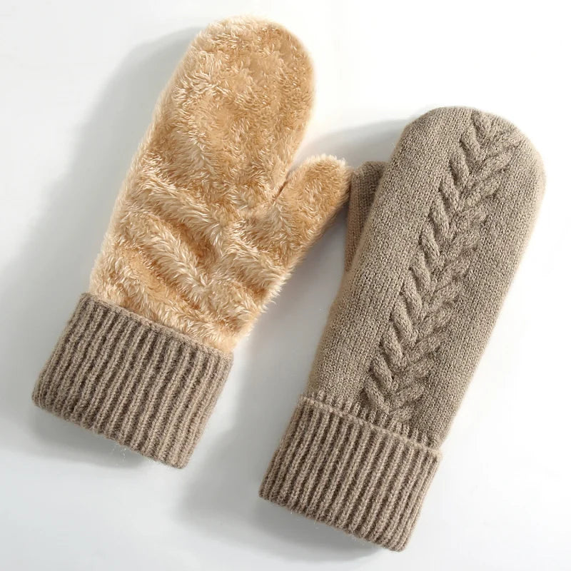 Strickhandschuhe Winter – Doppel-Layer Samt Gefüttert | Warme Verdickte Vollfinger Winterhandschuhe für Damen & Herren Kaufschwan®