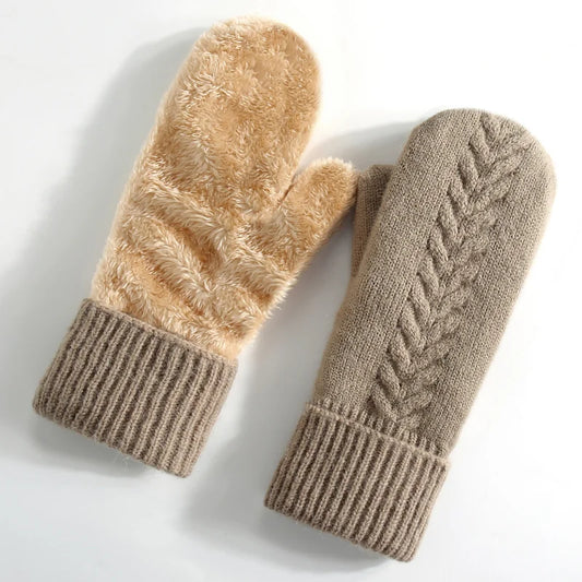 Strickhandschuhe Winter – Doppel-Layer Samt Gefüttert | Warme Verdickte Vollfinger Winterhandschuhe für Damen & Herren Kaufschwan®
