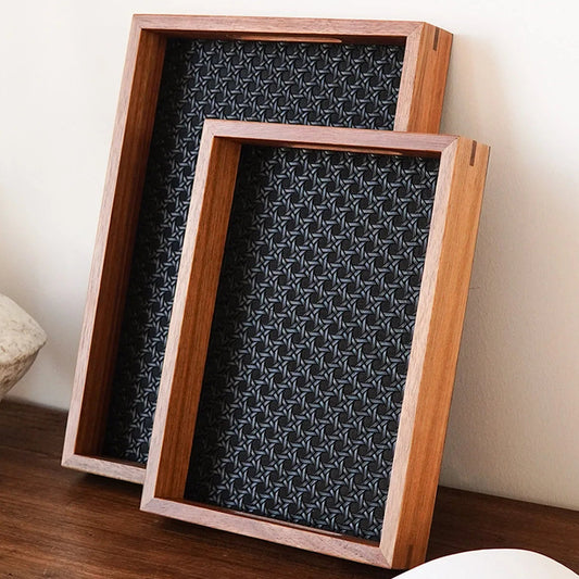 Leder-Tablett mit Bambusmuster & Akazienholz – Dekoratives Schmuck- & Aromatherapie-Tablett für Zuhause & Geschenkideen