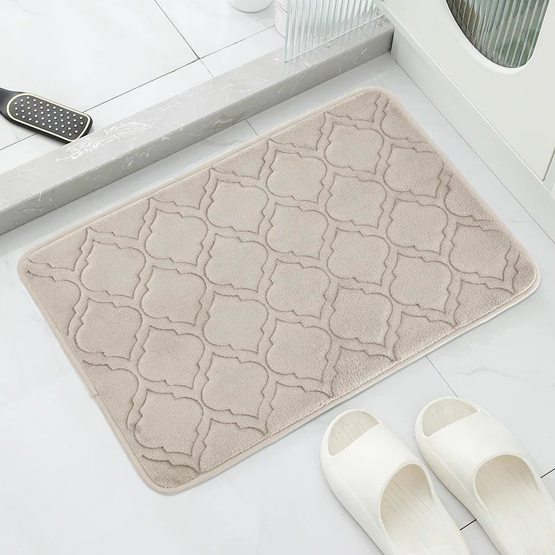 Gestreifte Rutschfeste Badematte – Saugfähig & Schnell Trocknend, Ultraweich Kaufschwan® Khaki 40cm x 60cm