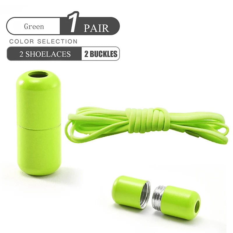 Elastische No-Tie Schnürsenkel – Halbkreis-Design mit Metallverschluss | Praktische Slip-On Laces für Kinder & Erwachsene Sneaker Kaufschwan® Grün 100cm