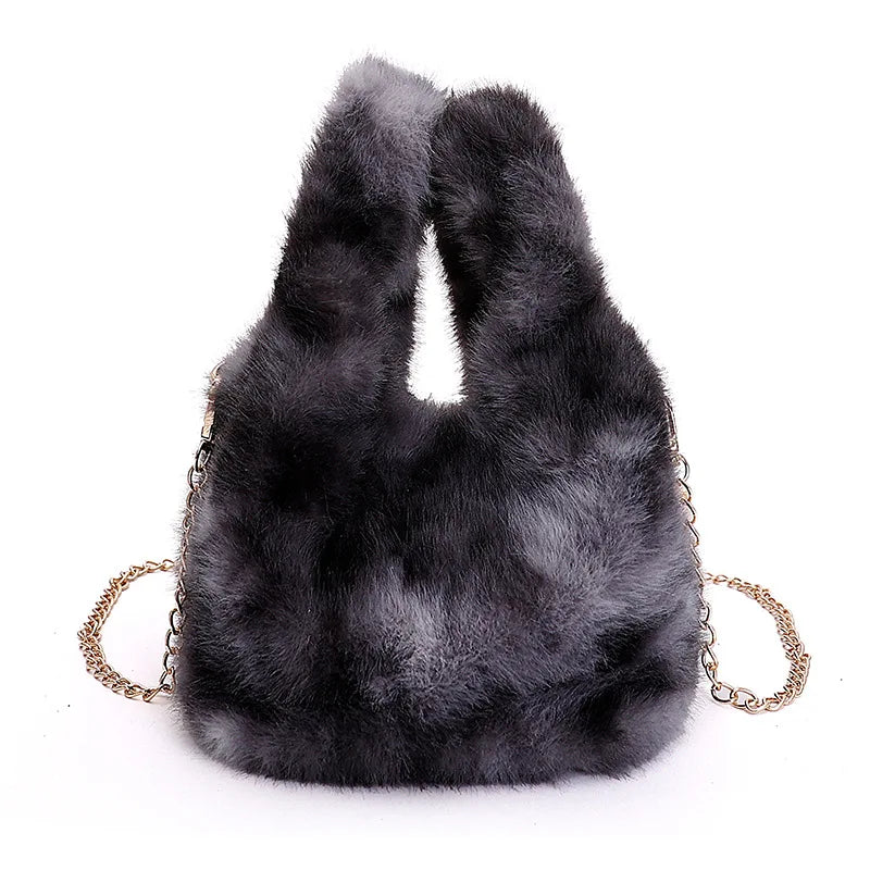 Modische Nischen-Handtasche mit Farbverlauf – Plüsch Damen Crossbody & Schultertasche im Trendigen Design