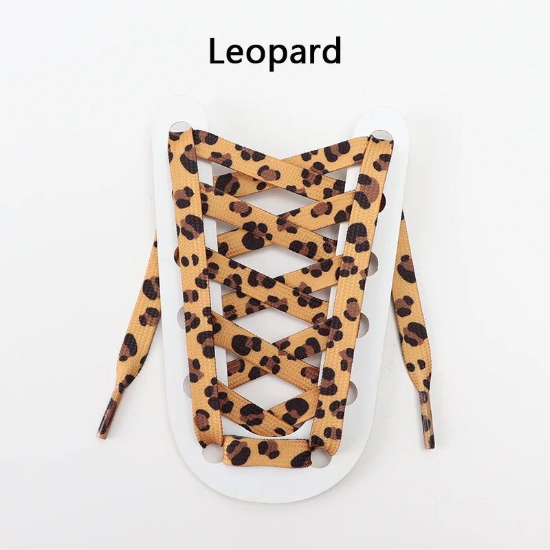 Tiermuster Schnürsenkel – Flache Modische Laces für Sneaker | Tiger-, Schlangen- & Leoparden-Print 120/140/160cm Kaufschwan® Leopard 140cm