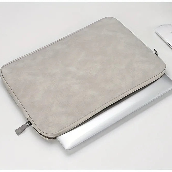 PU Leder Laptop Tasche – Schlanke Schutzhülle & Tablet Tasche für MacBook & Laptops Kaufschwan® Hellgrau 15 Zoll