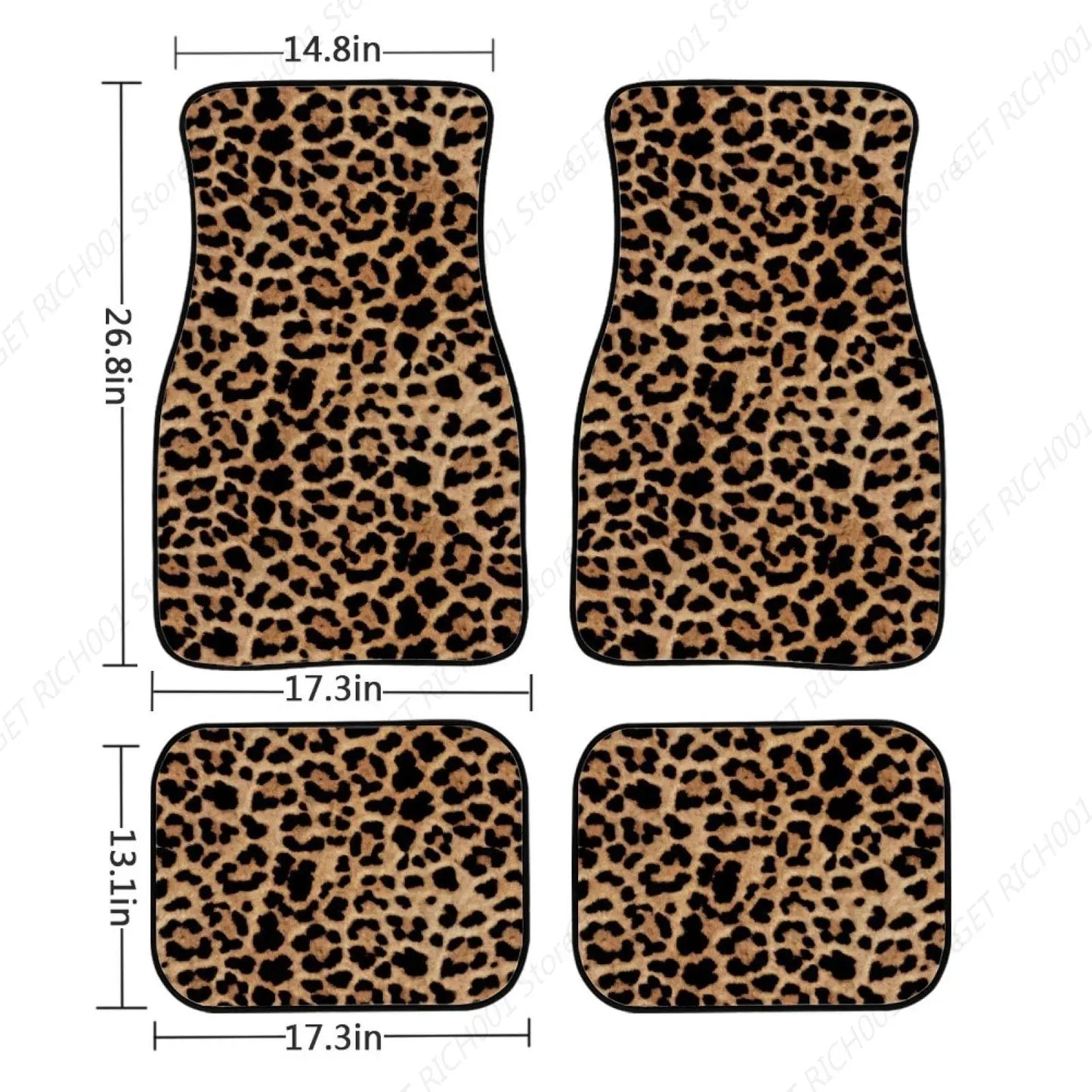 Leopardenmuster Universelle Autoschalenmatten – 4-teiliges Set für vorne & hinten, wetterfest für SUV & PKW Kaufschwan®