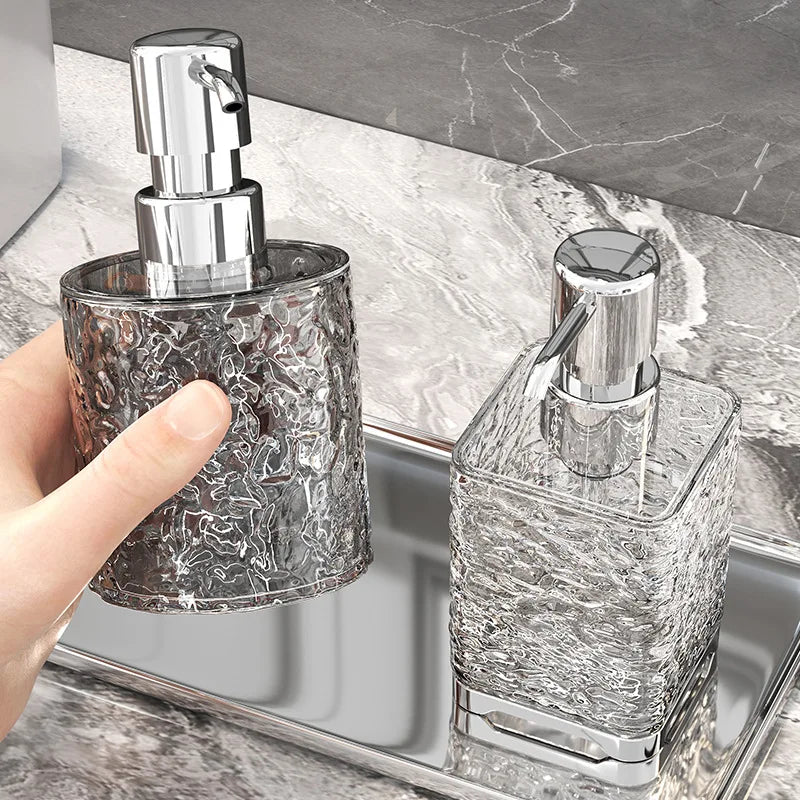 Luxuriöser transparenter Badezimmer-Seifenspender – Wiederverwendbare Handpumpflasche für Duschgel & Flüssigseife Kaufschwan®