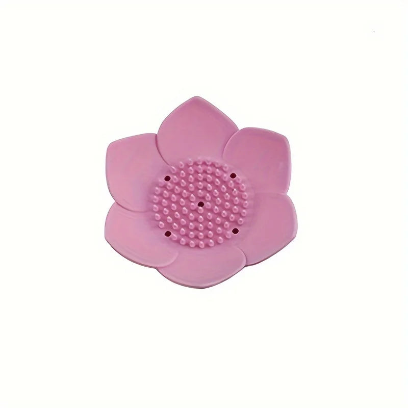 Lotus Silikon Seifenhalter – Rutschfeste Seifenschale mit Abfluss für Badezimmer Kaufschwan® Rosa