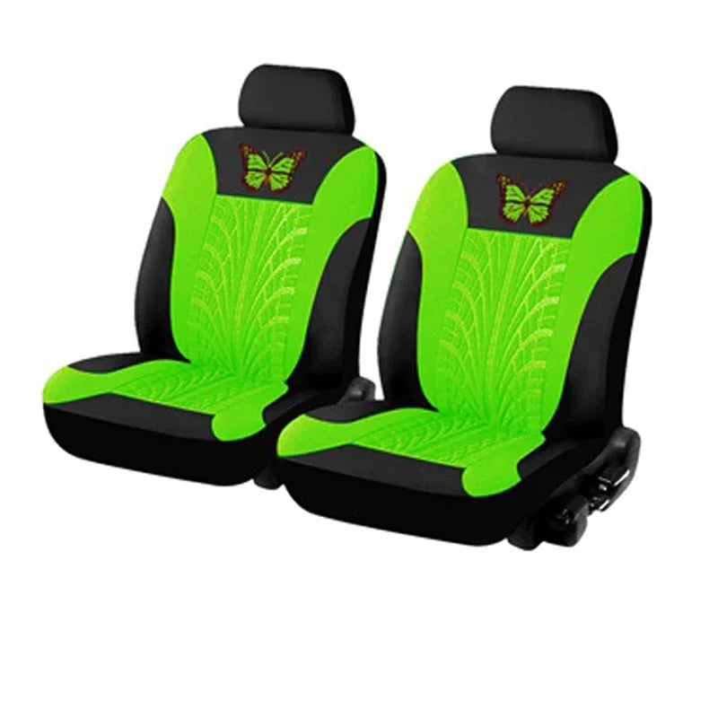 Universelles Autositzbezüge-Set – Vollständiges Set mit eleganter Schmetterlingsstickerei für Auto, SUV, Van & LKW Kaufschwan® Grün (2 Sitze)