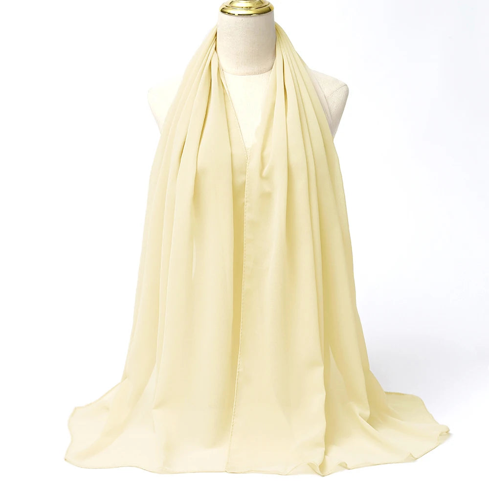 Muslimischer Chiffon Hijab Schal – Damen Langer Einfarbiger Kopf Schal | Eleganter Jersey Schleier & Modisches Umschlagtuch