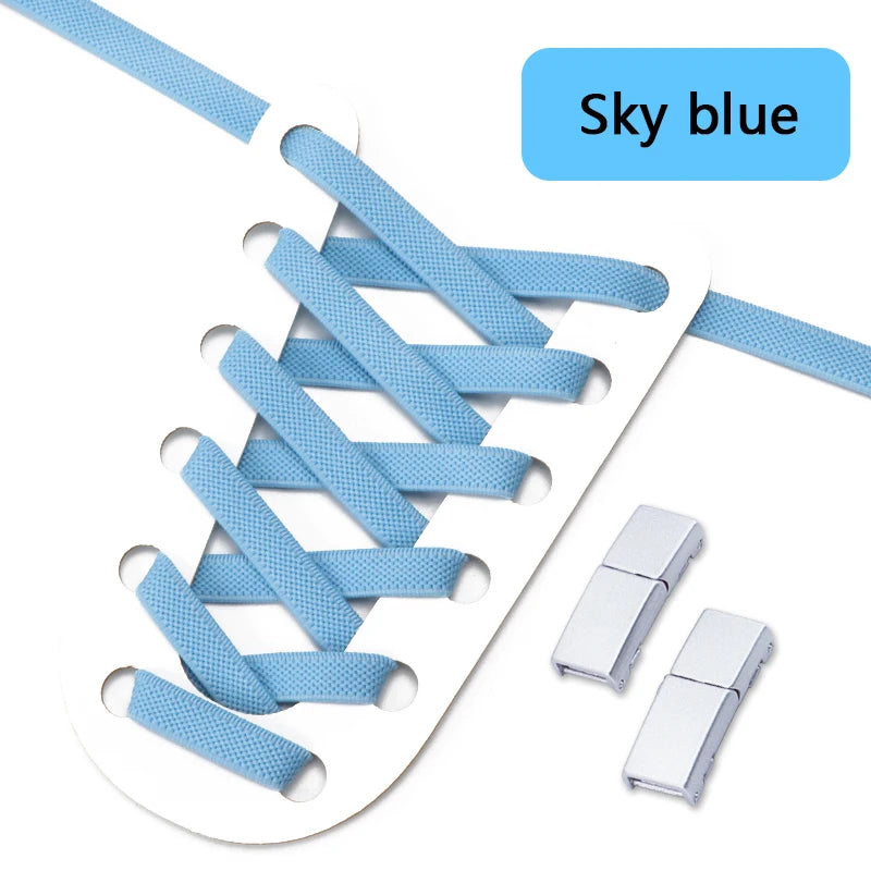 Magnetische Lock-Schnürsenkel – 8mm Breite Flache Elastische No-Tie Laces | Einfaches Schuhzubehör für Sneaker & Tennisschuhe Kaufschwan® Himmelblau 100cm