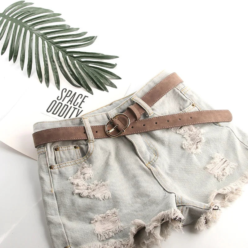 Damen Gürtel aus PU-Leder – 2,8×106 cm Schlichtes Nadelverschluss Design | Modischer Koreanischer Stil Taillengürtel für Jeans, Hosen & Kleider