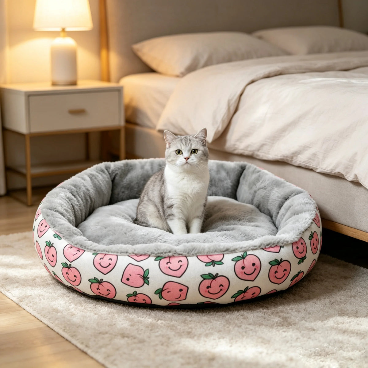 Rundes Plüsch-Katzenbett für Katze – Warme Weiche Schlafmatte & Kuscheliges Katzennest Kaufschwan®