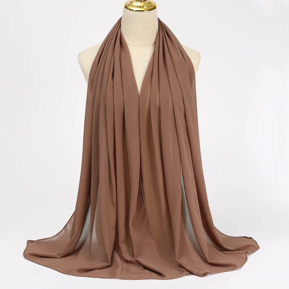 Muslimischer Chiffon Hijab Schal – Damen Langer Einfarbiger Kopf Schal | Eleganter Jersey Schleier & Modisches Umschlagtuch