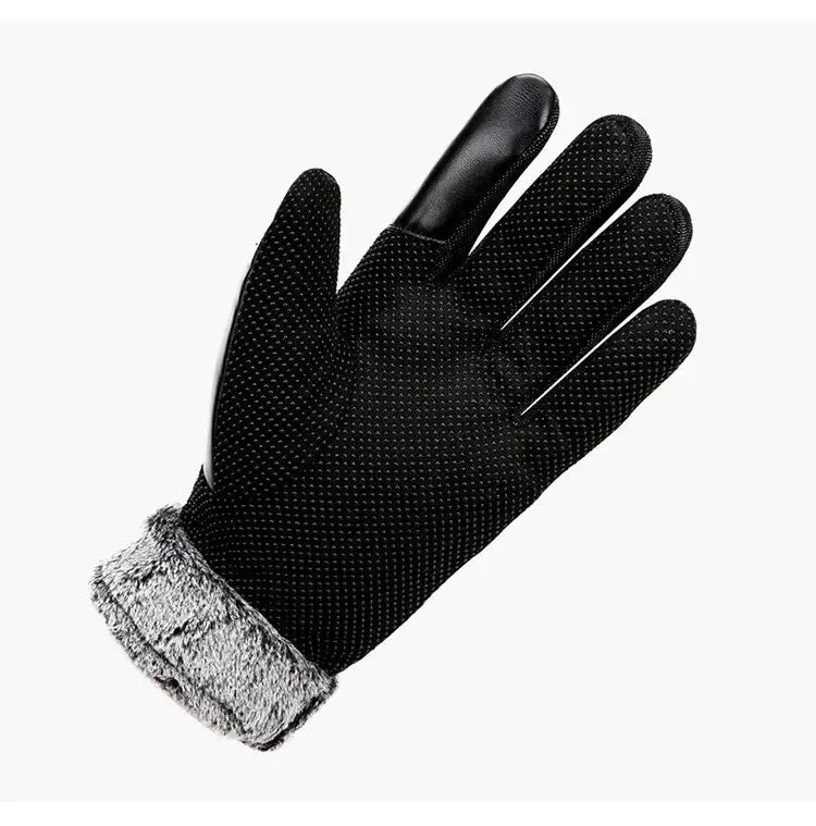Leder Winterhandschuhe – Damen & Herren Fleece Gefüttert | Touchscreen Wasserdicht & Winddicht Motorrad- & Autofahrerhandschuhe Kaufschwan®
